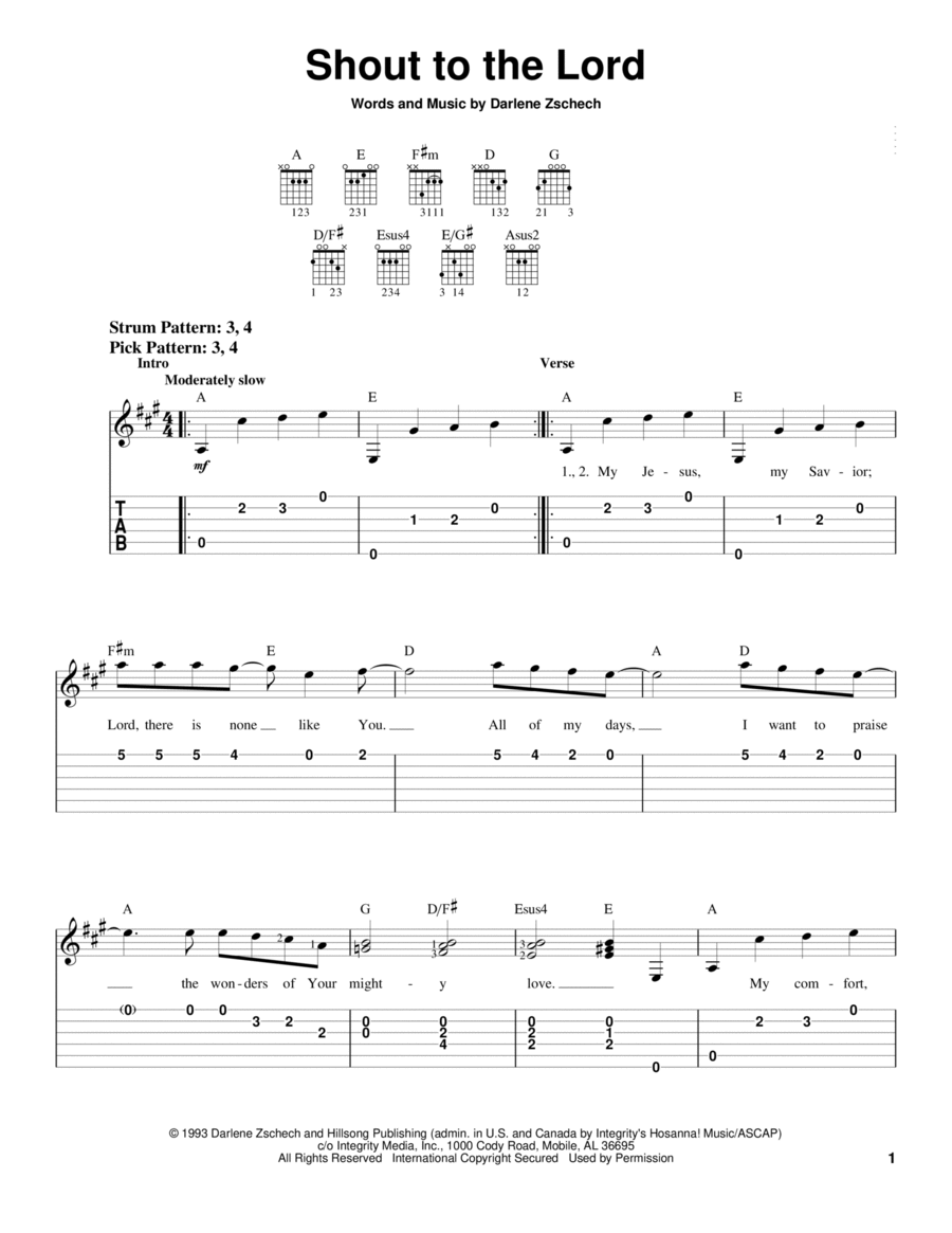 Shout To The Lord Guitar Tablature scores gallery preview page 1