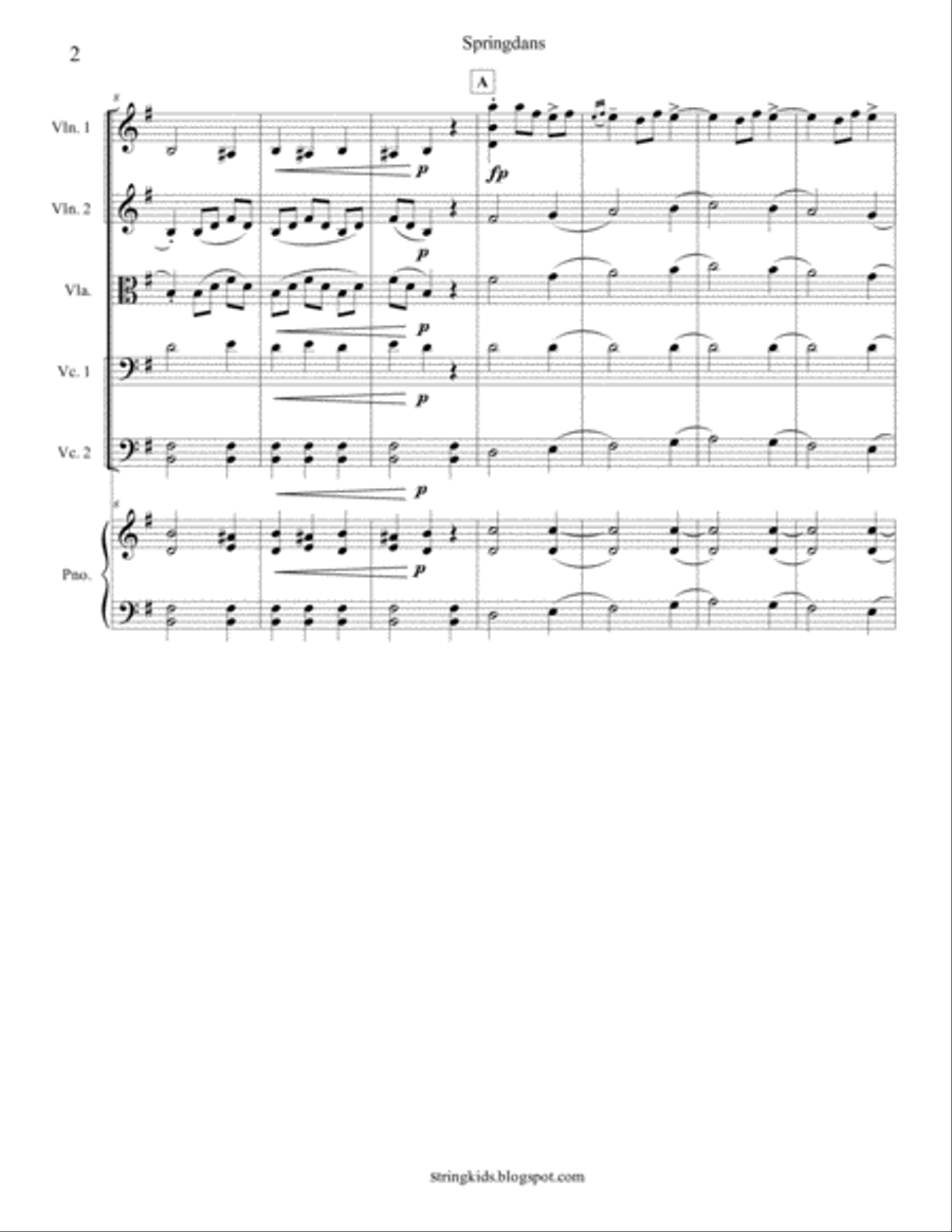 Edvard Grieg Lyric Pieces for String Orchestra: Springdans, op. 38 no. 4 String Orchestra scores gallery preview page 2