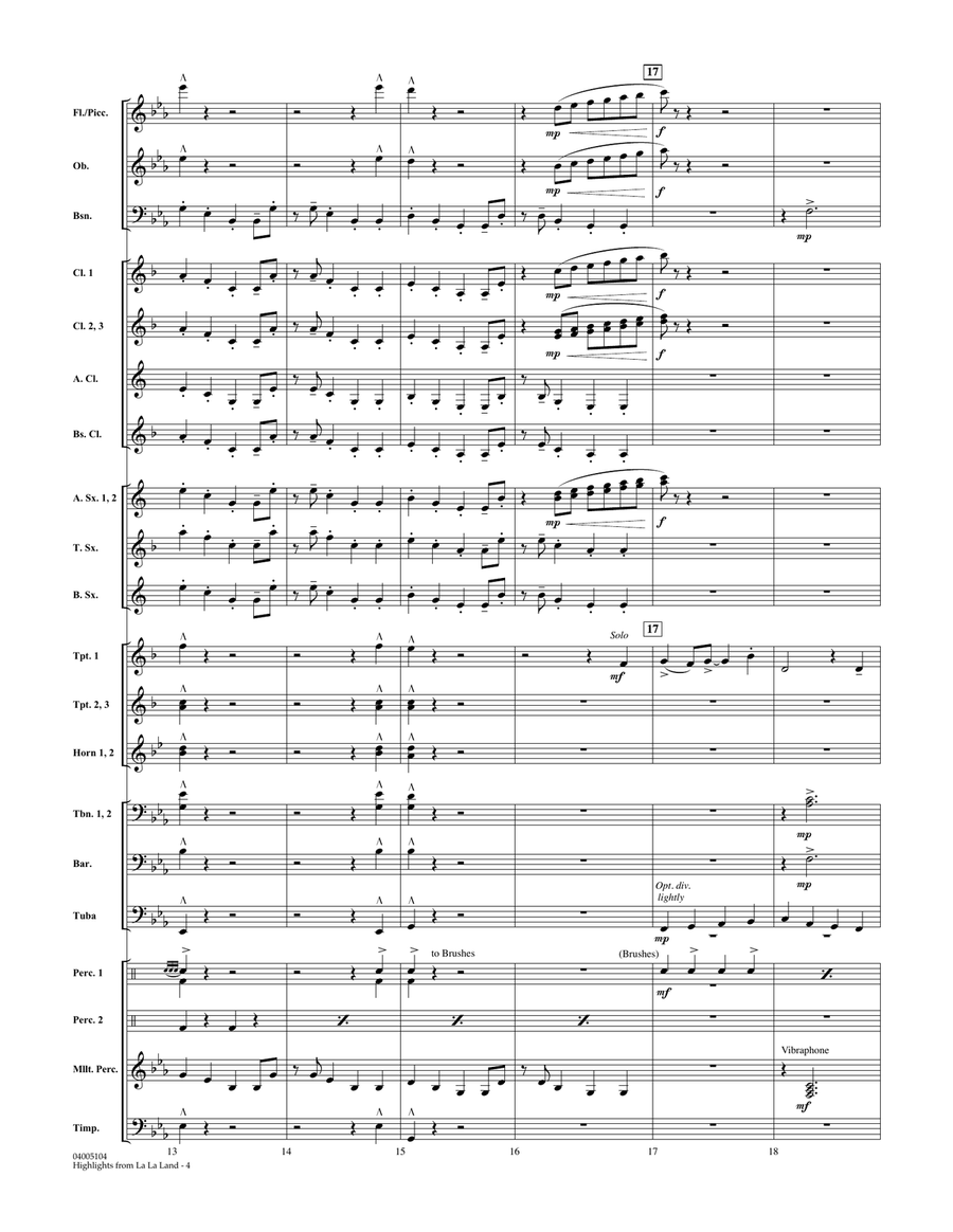 Highlights from La La Land - Conductor Score (Full Score) Concert Band scores gallery preview page 4