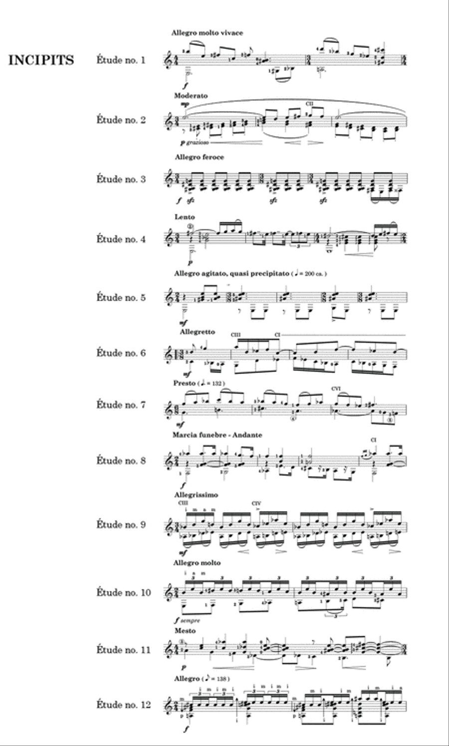 12 Études Classical Guitar scores gallery preview page 2