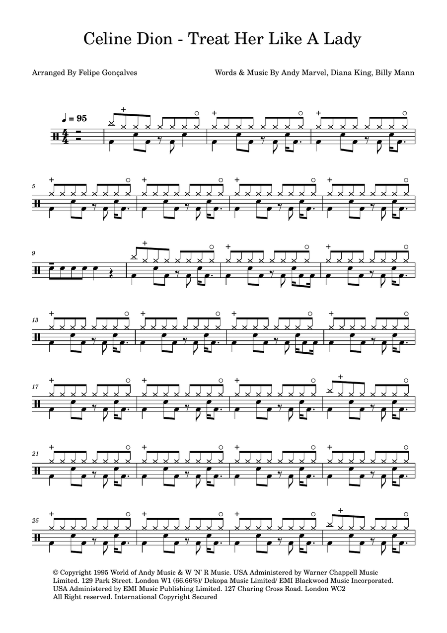Treat Her Like A Lady Drum Set scores gallery preview page 1