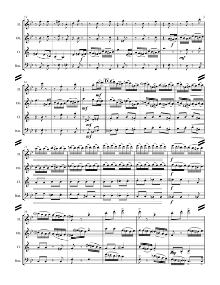 The Nutcracker Suite - 1. Ouverture miniature (for Woodwind Quartet) Woodwind Quartet scores gallery preview page 4