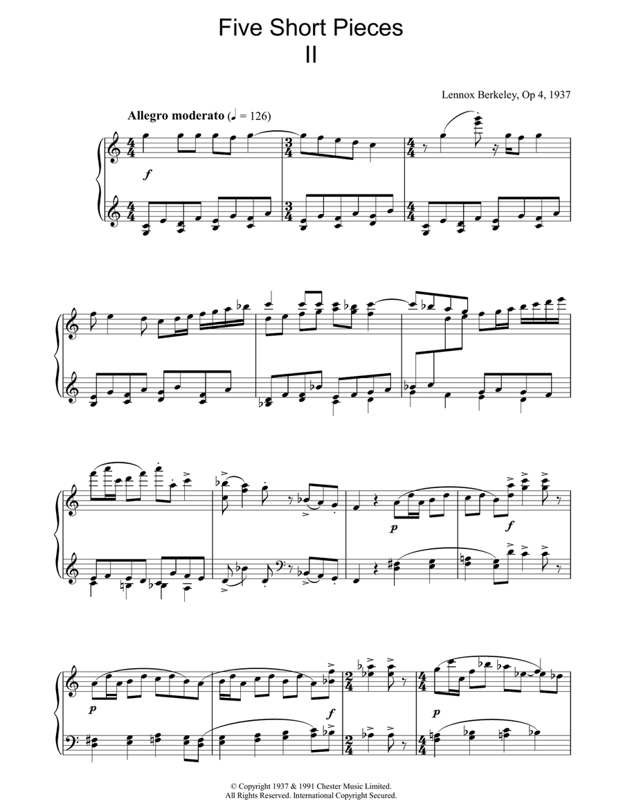 Five Short Pieces, No. 2, Op. 4 Piano Solo scores gallery preview page 1