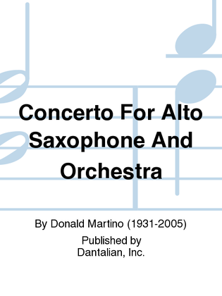 Book cover for Concerto For Alto Saxophone And Orchestra