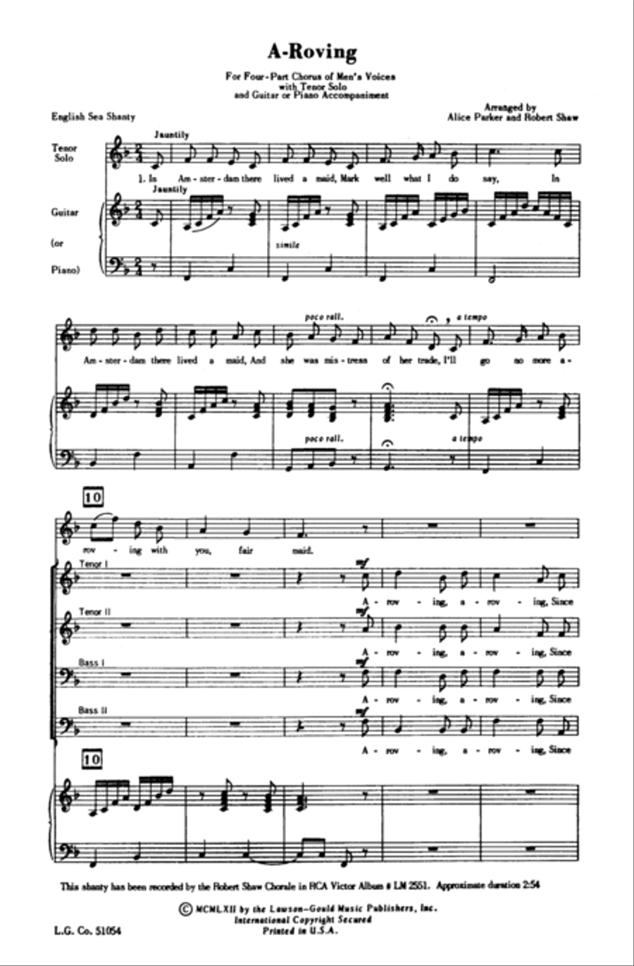 A-Roving Men's Choir scores gallery preview page 12