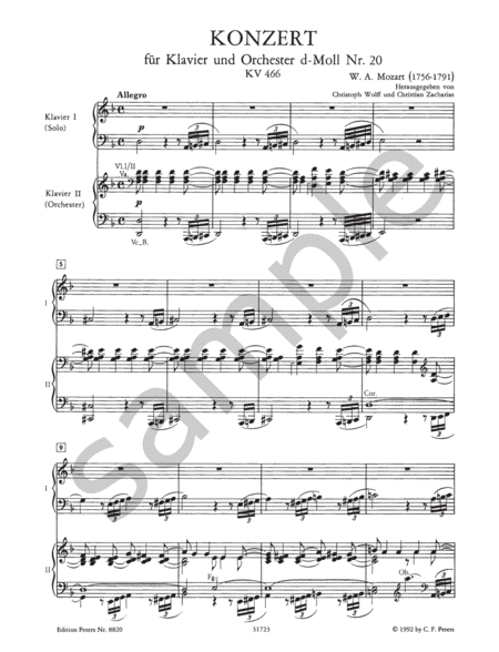 Piano Concerto No. 20 in D minor K466 (Edition for 2 Pianos)