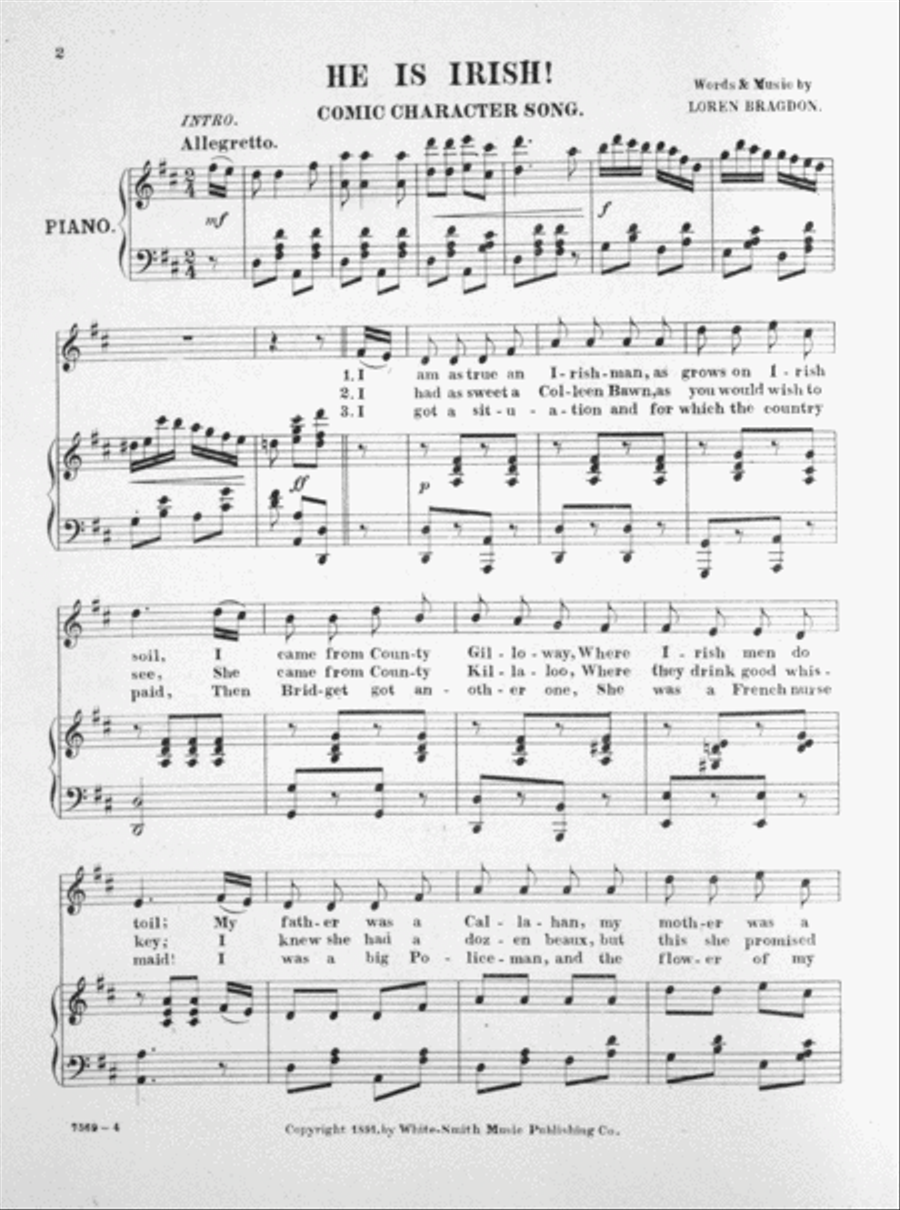 He Is Irish. Comic Character Song Voice scores gallery preview page 2