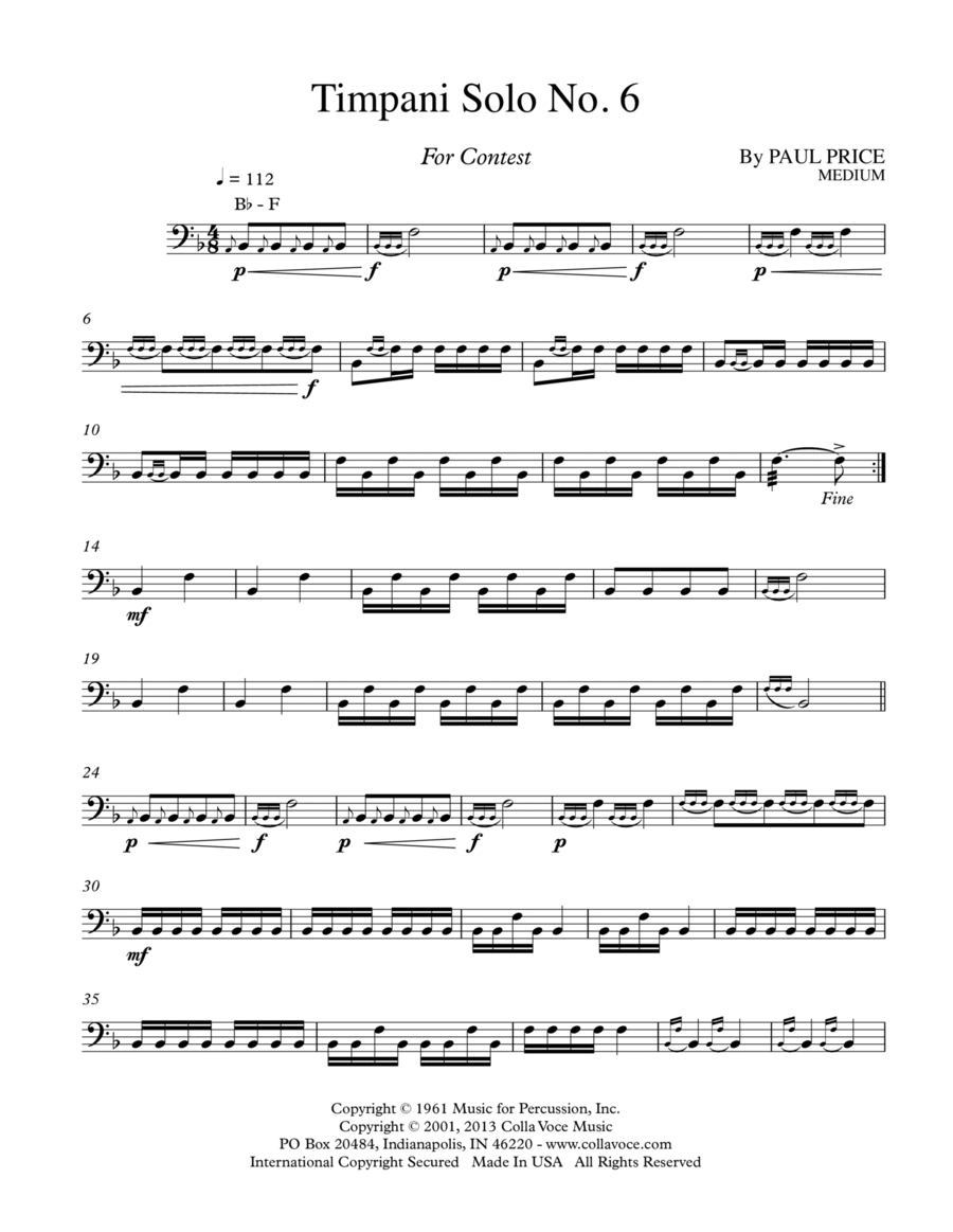 Timpani Solo No. 6 Percussion scores gallery preview page 1