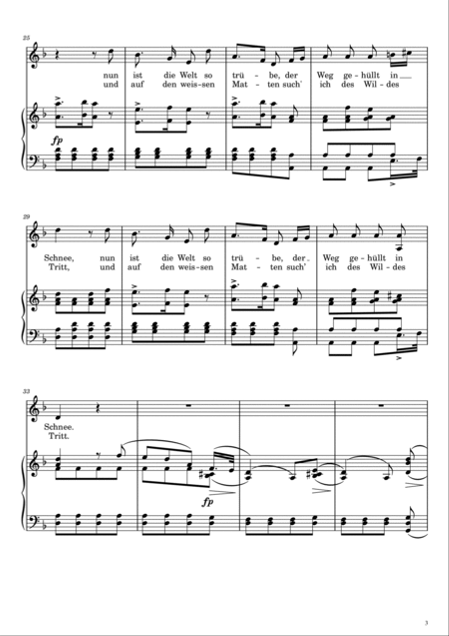 Schubert - Winterreise, D.911 - 1. Gute Nacht - For Piano and Voice With Lyrics Original Voice scores gallery preview page 3
