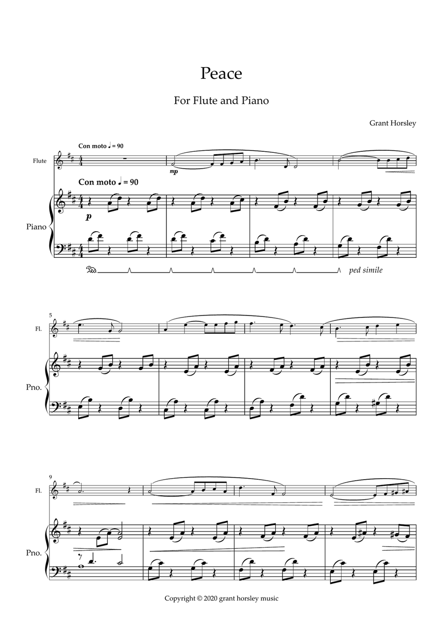 Peace for Flute and Piano Flute Solo scores gallery preview page 2