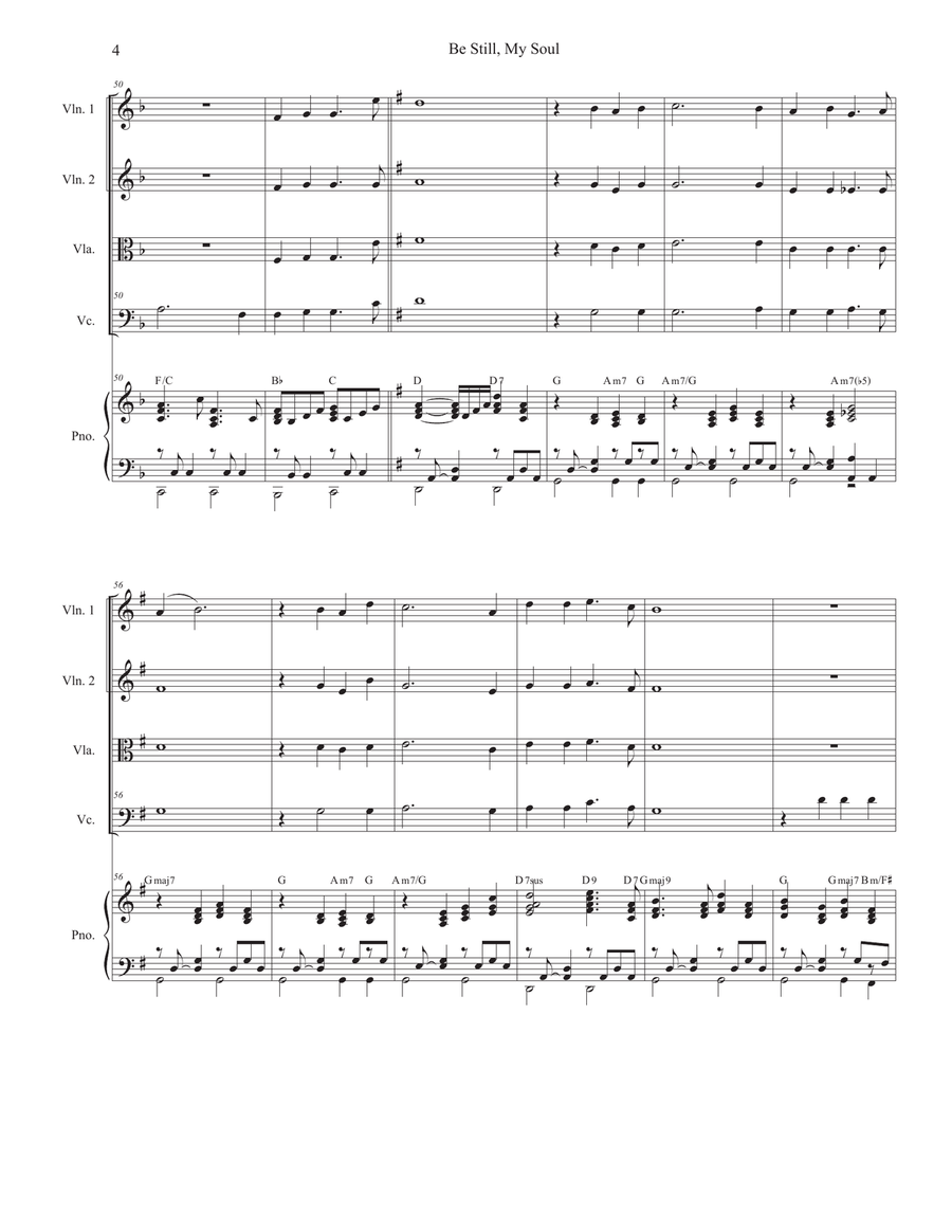Be Still, My Soul (String Quartet and Piano) String Quartet scores gallery preview page 4