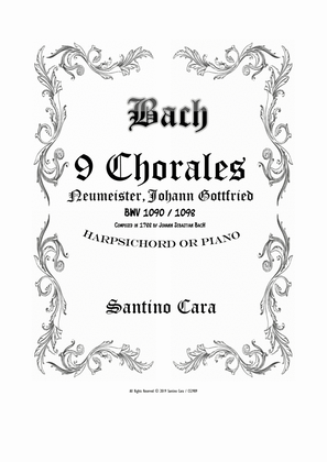 Bach - 9 Chorales Neumeister BWV 1090 - 1098 for Harpsichord or Piano