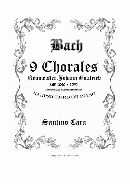 Bach - 9 Chorales Neumeister BWV 1090 - 1098 for Harpsichord or Piano image number null
