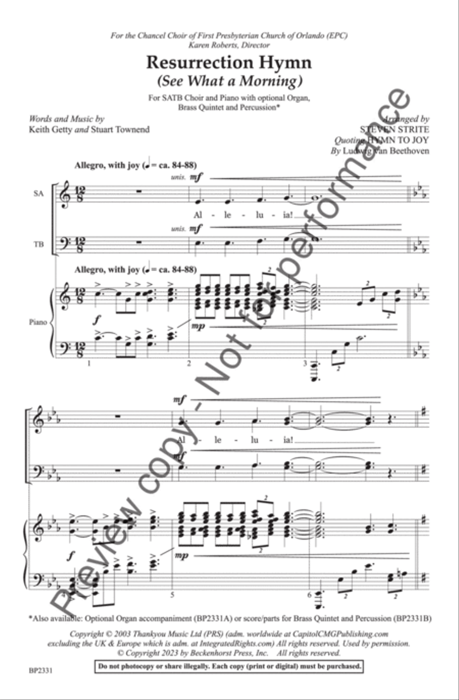 Resurrection Hymn (See What A Morning) 4-Part scores gallery preview page 3