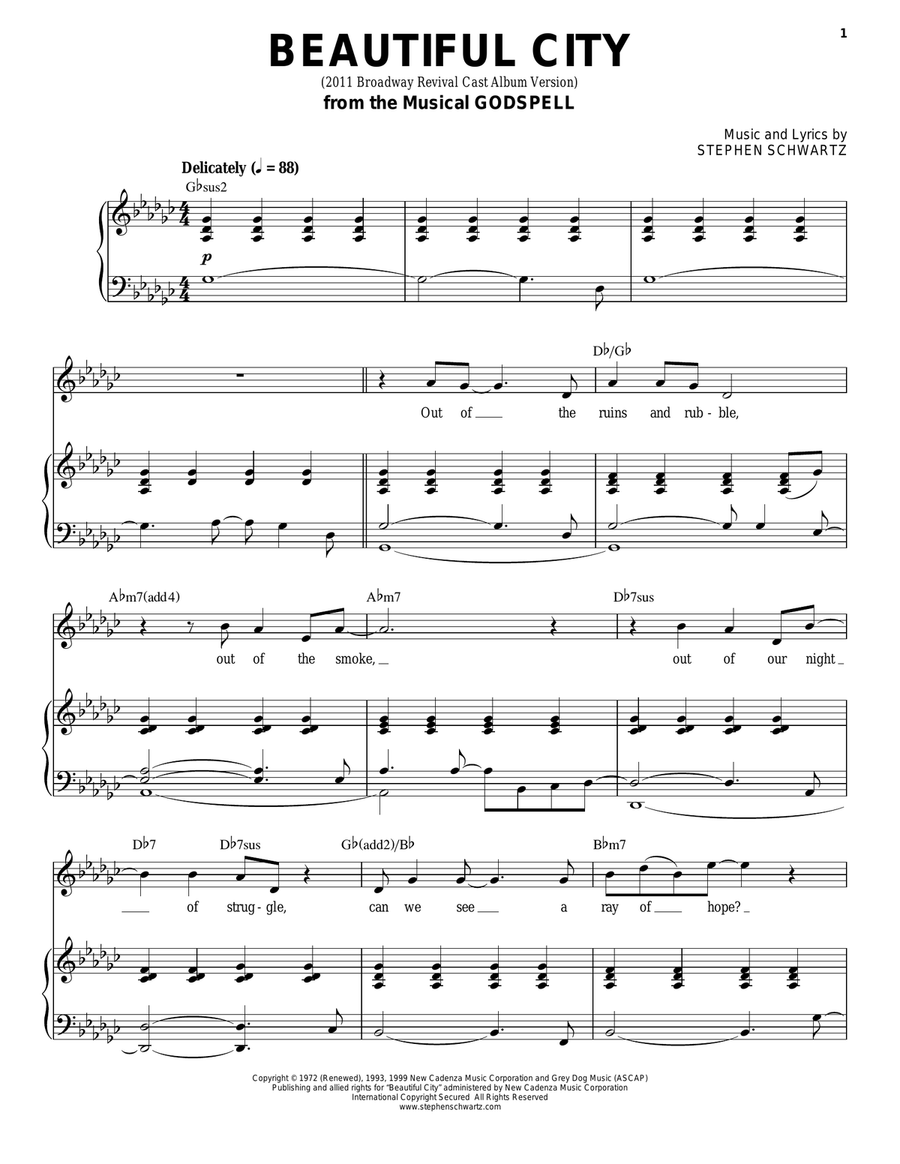 Beautiful City (2011 Broadway Revival Cast Album Version) Guitar scores gallery preview page 1