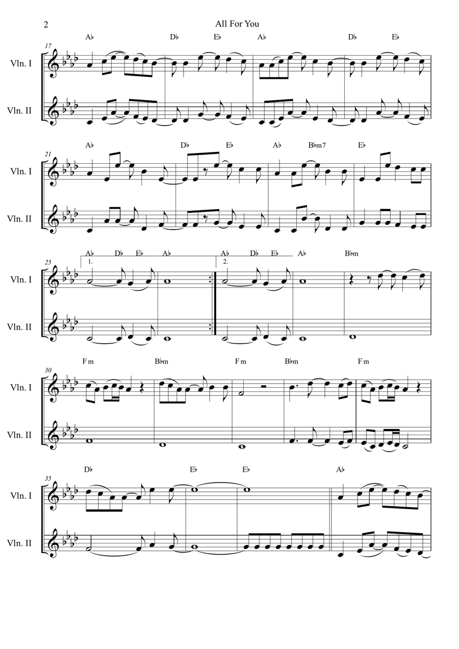 All For You String Duet scores gallery preview page 2