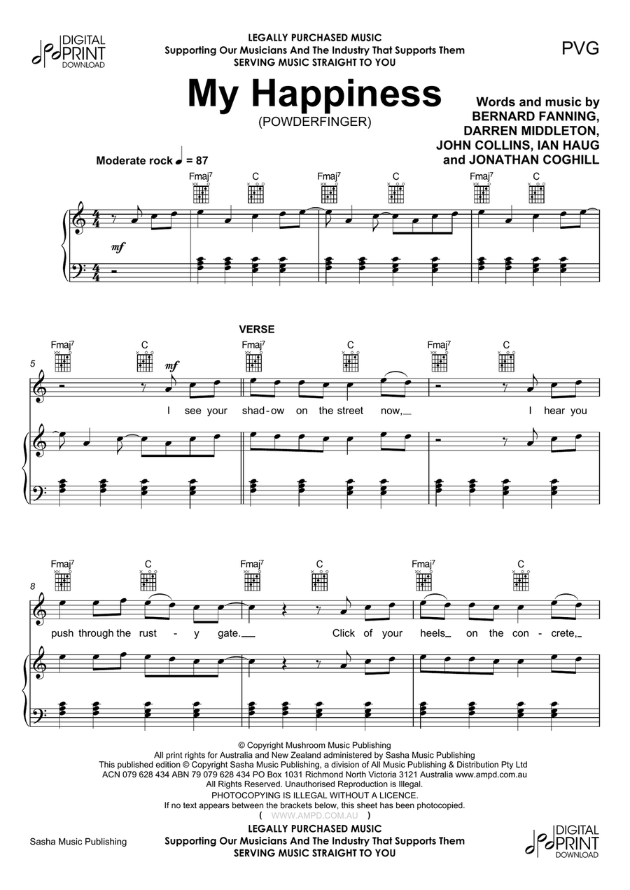 My Happiness Piano, Vocal, Guitar scores gallery preview page 1