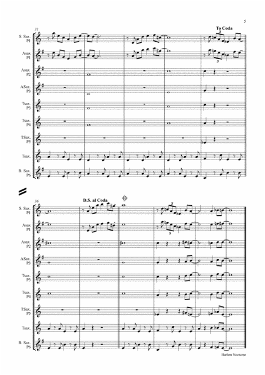 Harlem Nocturne Woodwind Ensemble scores gallery preview page 5