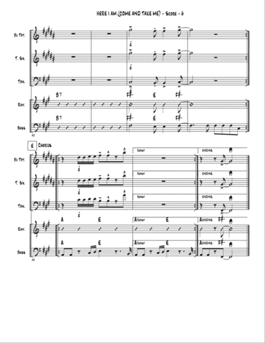 Here I Am, Come And Take Me Tenor Saxophone scores gallery preview page 6