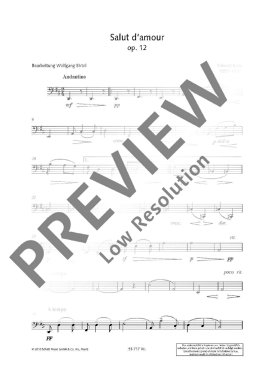Salut d'amour D major String Trio scores gallery preview page 9