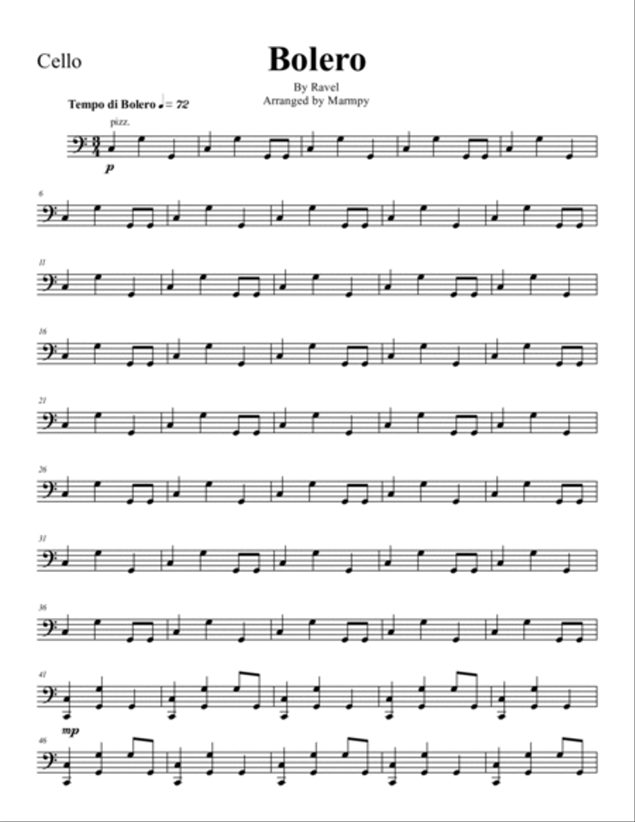 Bolero by Ravel (arranged for String Trio) String Trio scores gallery preview page 4