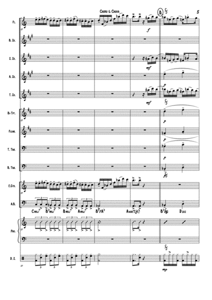 Choro & Chuva (Anderson Quevedo) - Score - (4 saxes,Trumpet, Flugelhorn, 2 Trombones, Piano, Guitar, image number null