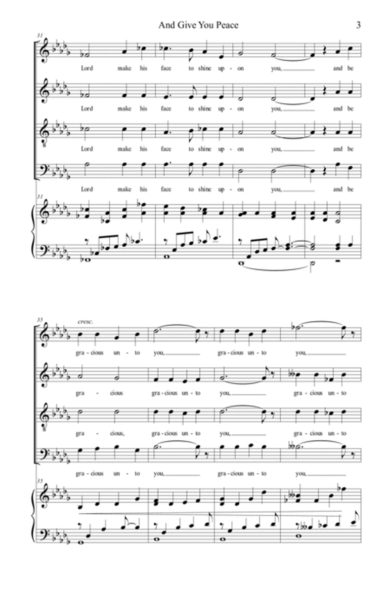 And Give You Peace (SATB/piano) by Brenda Portman