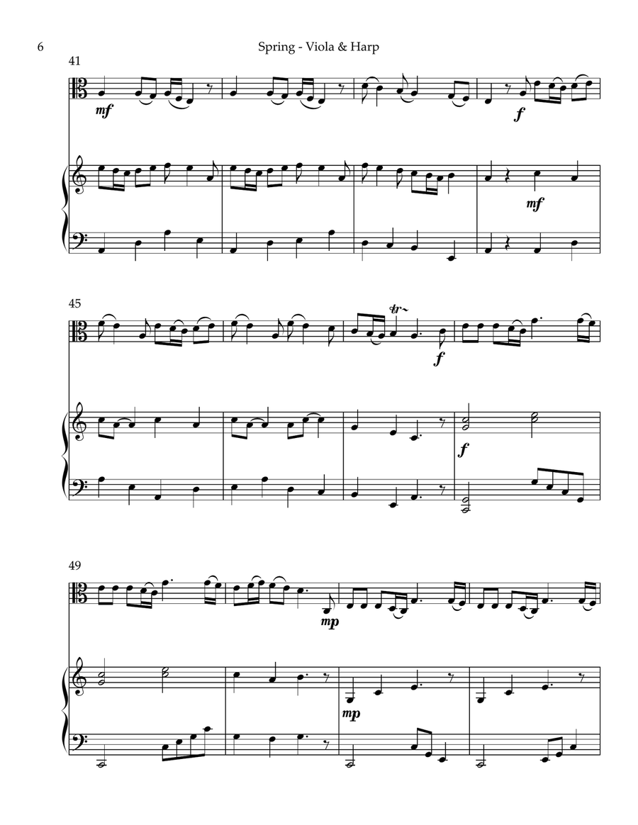 Spring (La Primavera), Duet for Viola & Harp String Duet scores gallery preview page 6