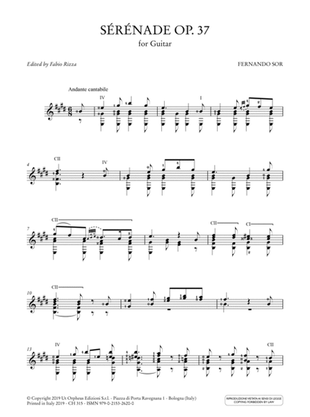Sérénade Op. 37 for Guitar