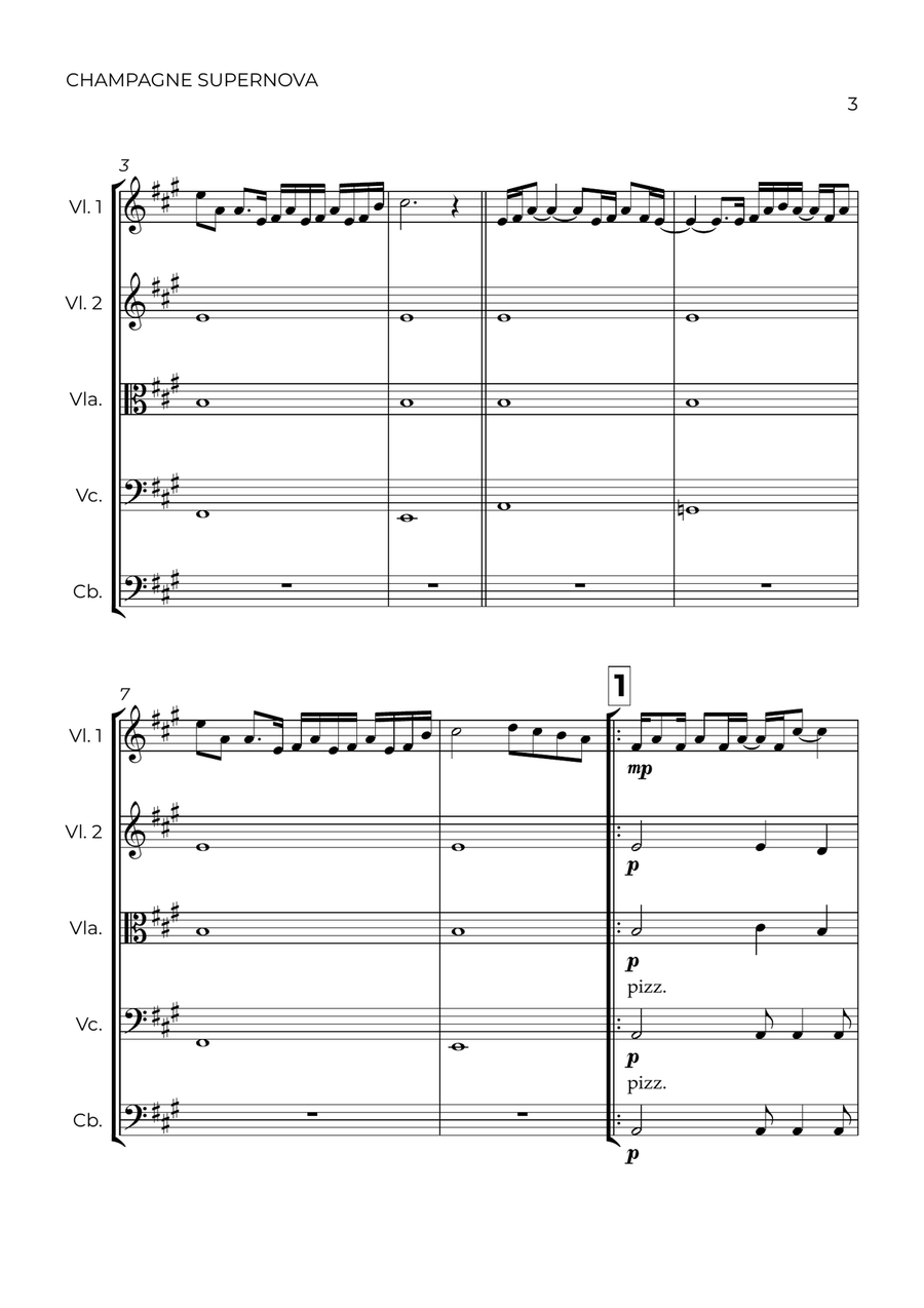 Champagne Supernova String Quintet scores gallery preview page 3