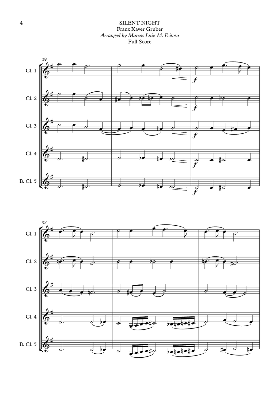 Silent Night - Clarinet Quintet Clarinet Quintet scores gallery preview page 6