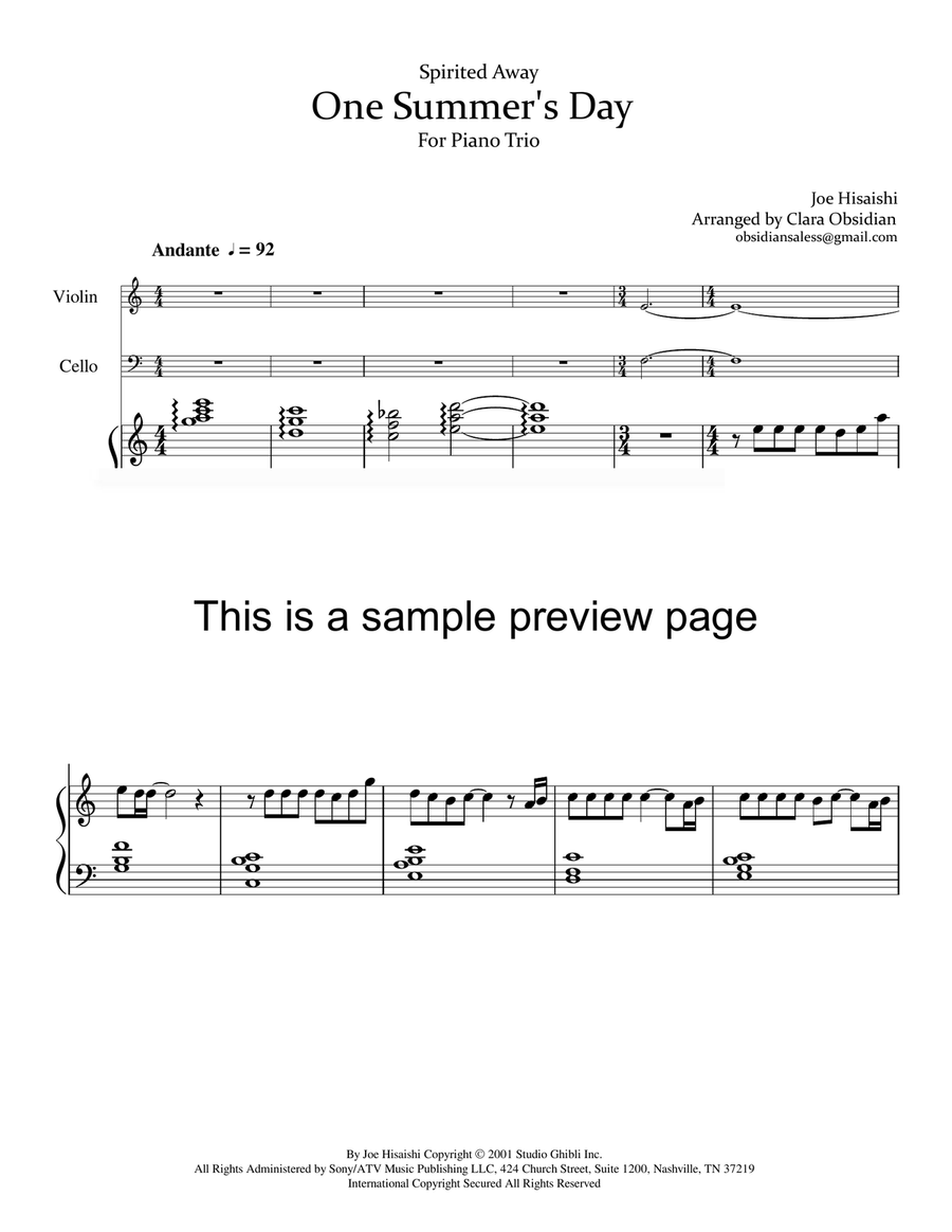 One Summer's Day Piano Trio scores gallery preview page 3