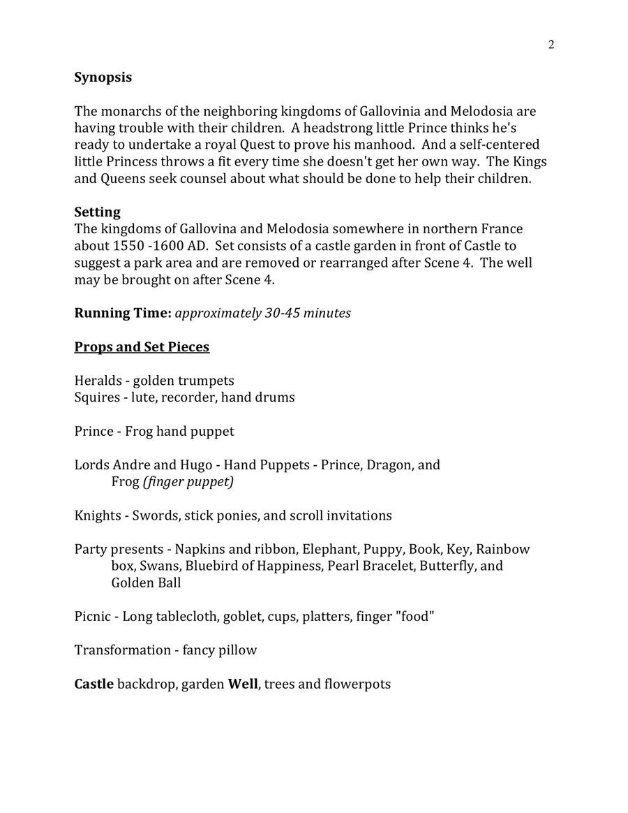The Frog Prince - Children's Musical Director's Script Small Ensemble scores gallery preview page 5