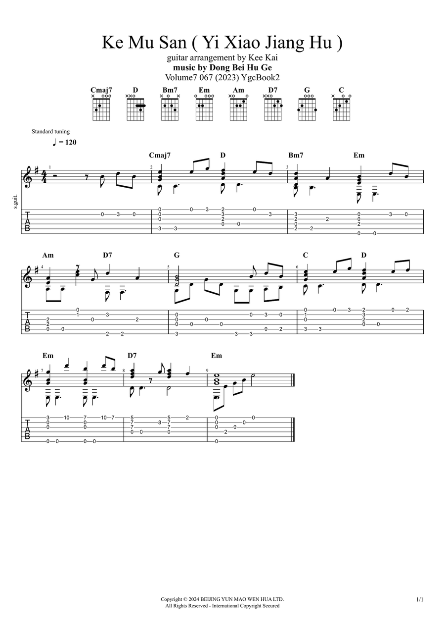 Ke Mu San (Min Nan Yu) Acoustic Guitar scores gallery preview page 1