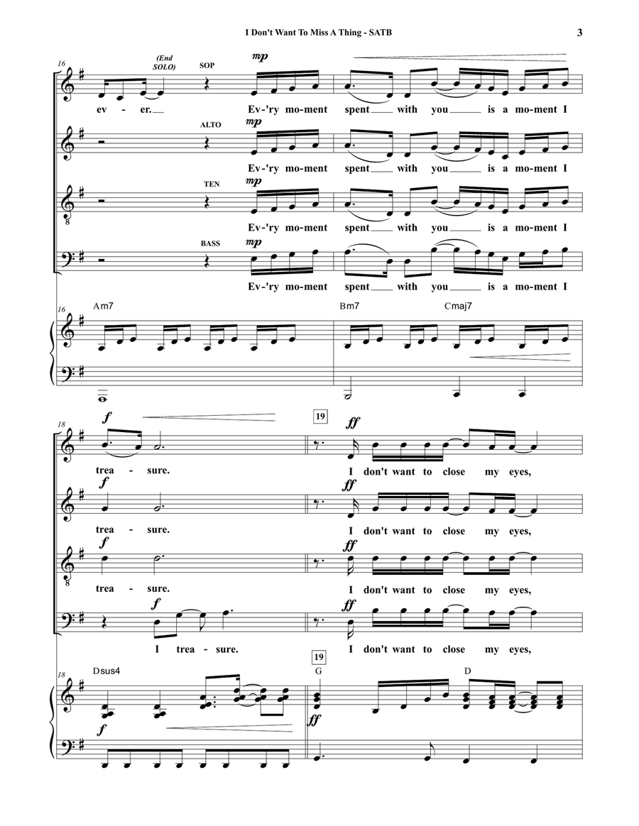 I Don't Want To Miss A Thing 4-Part scores gallery preview page 3