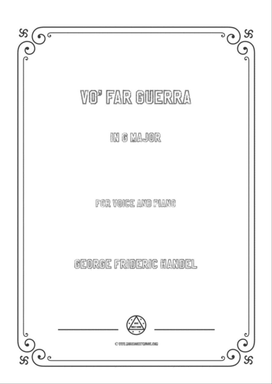 Handel-Vo' far guerra in G Major,for Voice and Piano Voice Solo scores gallery preview page 1