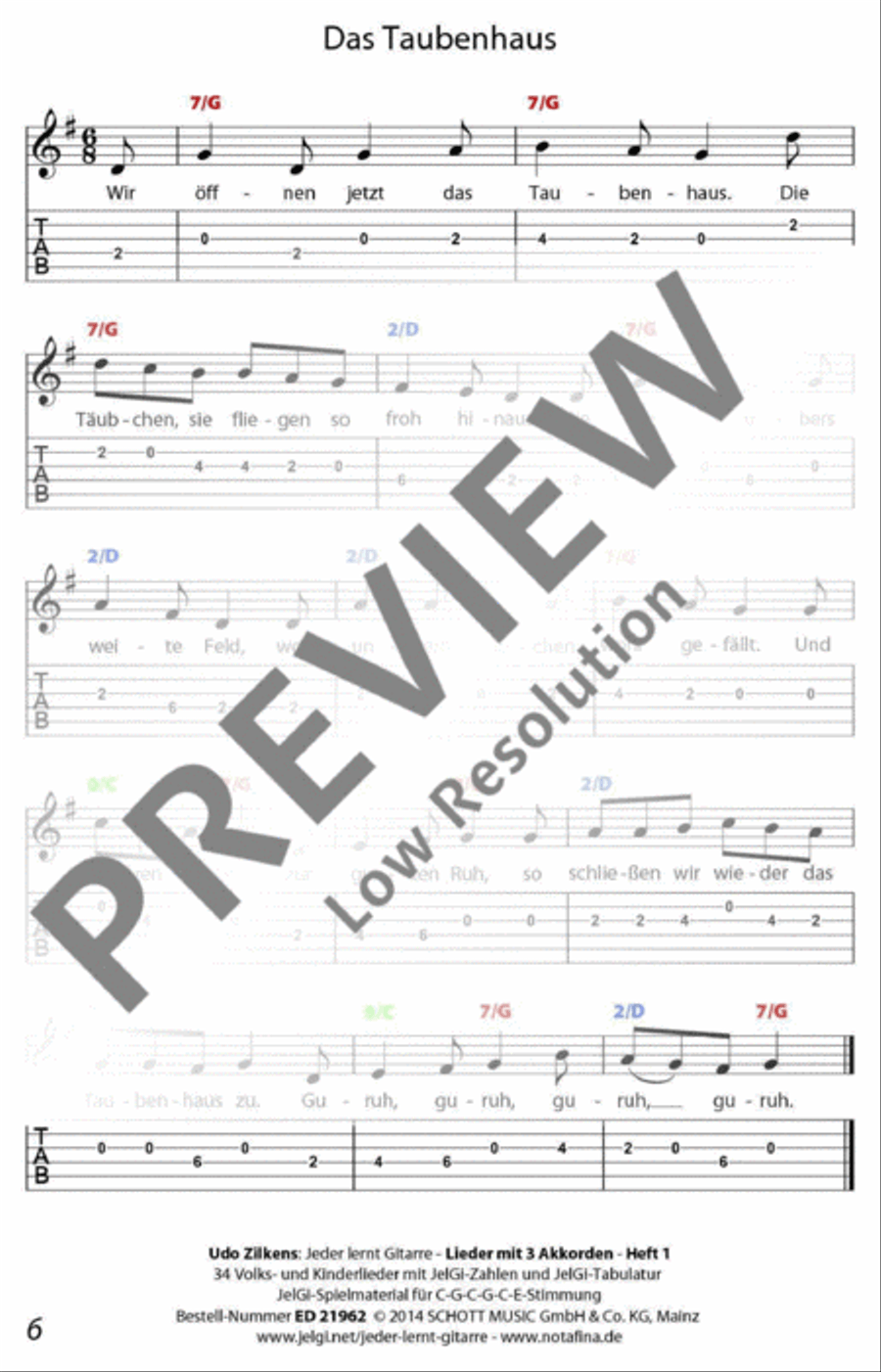 Jeder lernt Gitarre - Lieder mit 3 Akkorden Heft 1 Classical Guitar scores gallery preview page 7