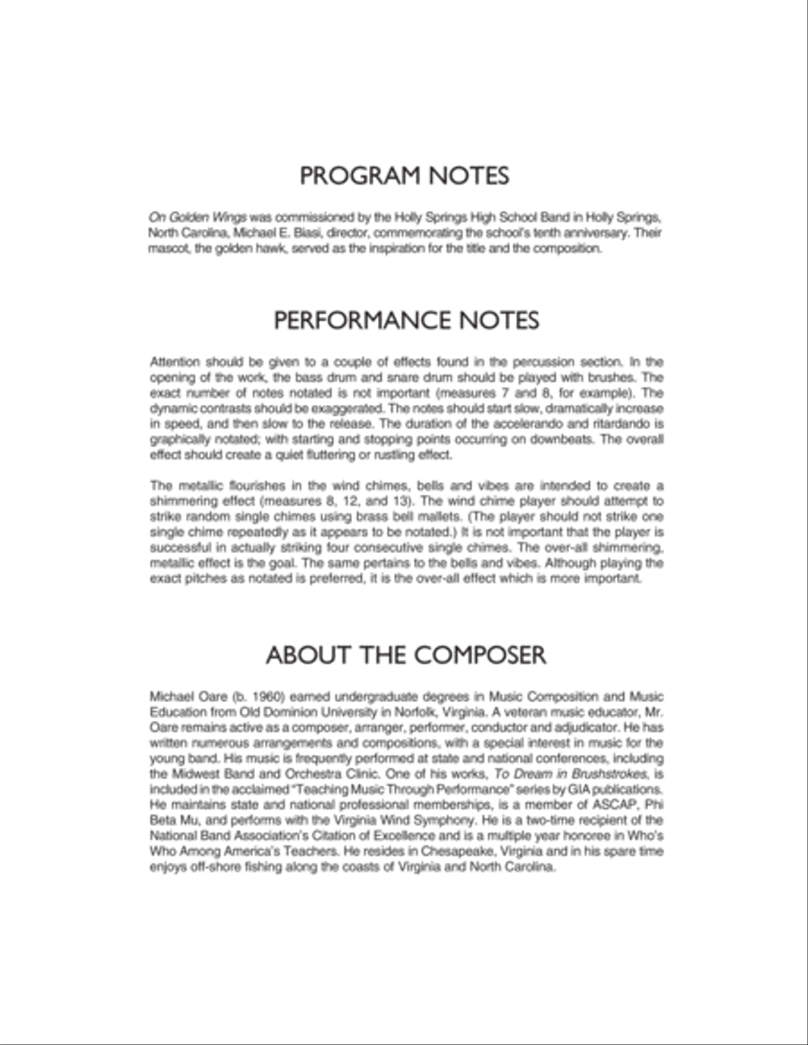 On Golden Wings - Conductor Score (Full Score) Concert Band scores gallery preview page 2