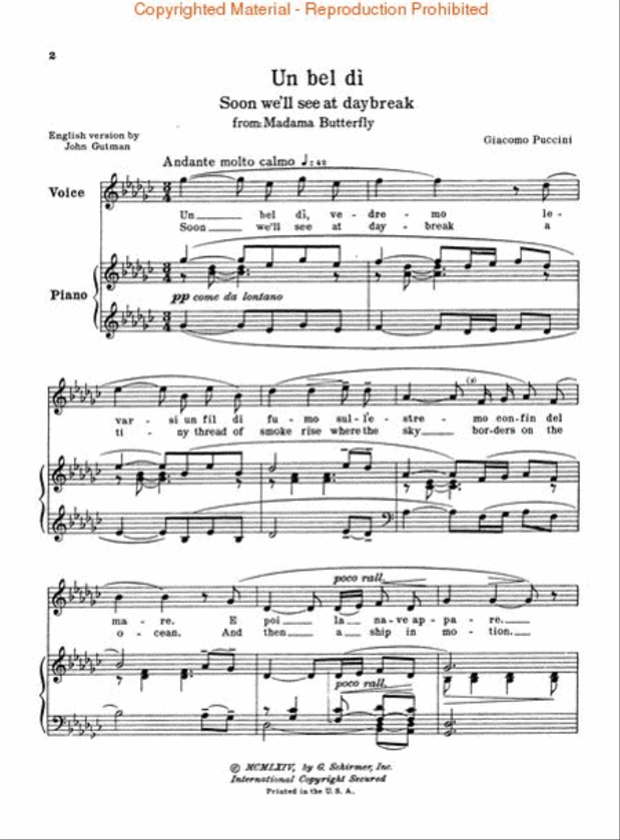 Un bel di vedremo (from Madama Butterfly) Voice scores gallery preview page 2