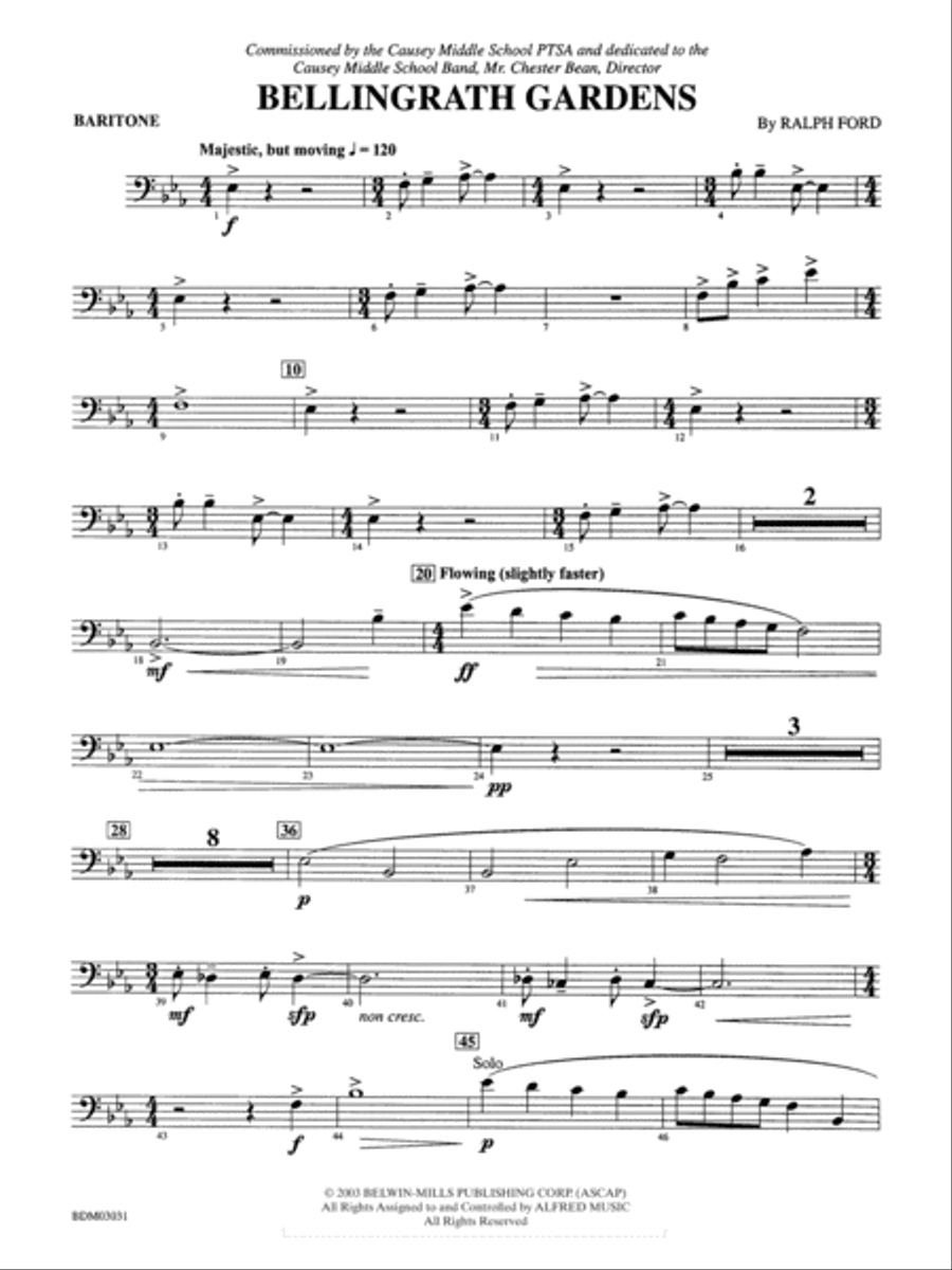 Bellingrath Gardens: Baritone B.C. Concert Band scores gallery preview page 1