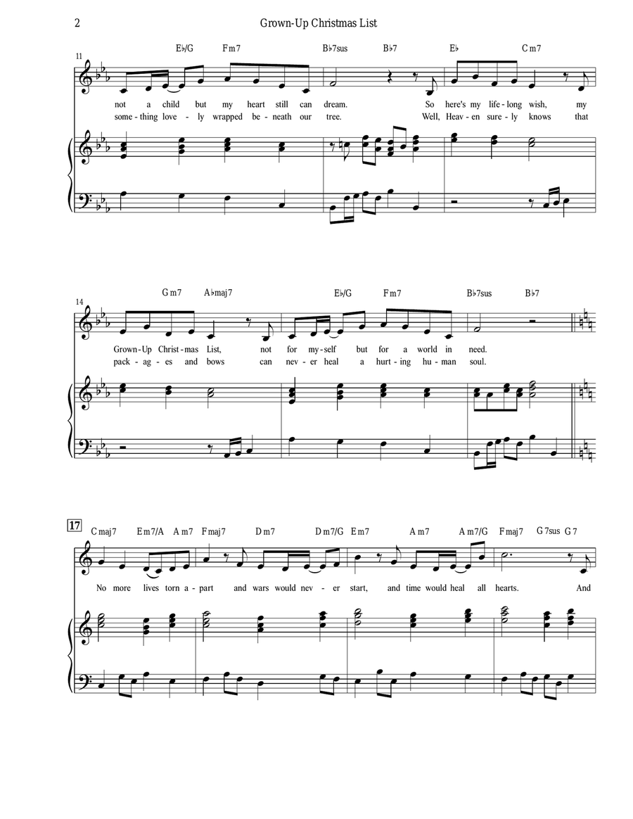 Grown-Up Christmas List Piano, Vocal scores gallery preview page 2