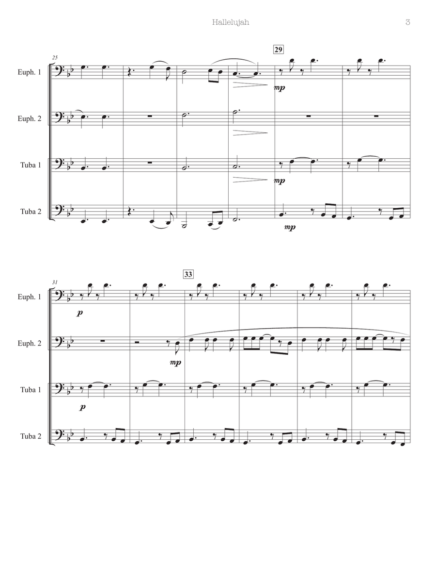 Hallelujah Hallelujah Brass Quartet scores gallery preview page 3