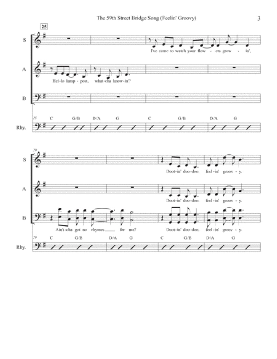 The 59th Street Bridge Song (feelin' Groovy) 3-Part scores gallery preview page 3