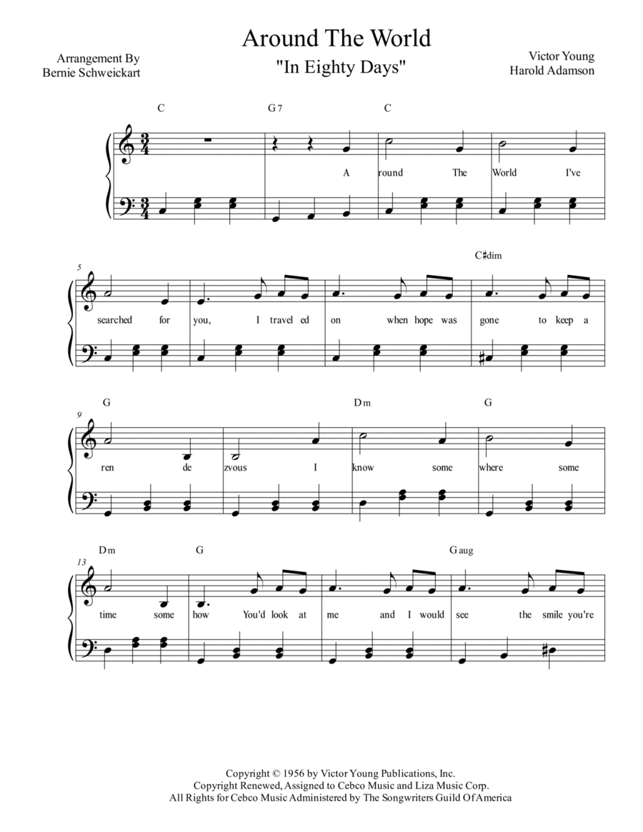 Around The World Around The World Piano, Vocal, Guitar scores gallery preview page 1
