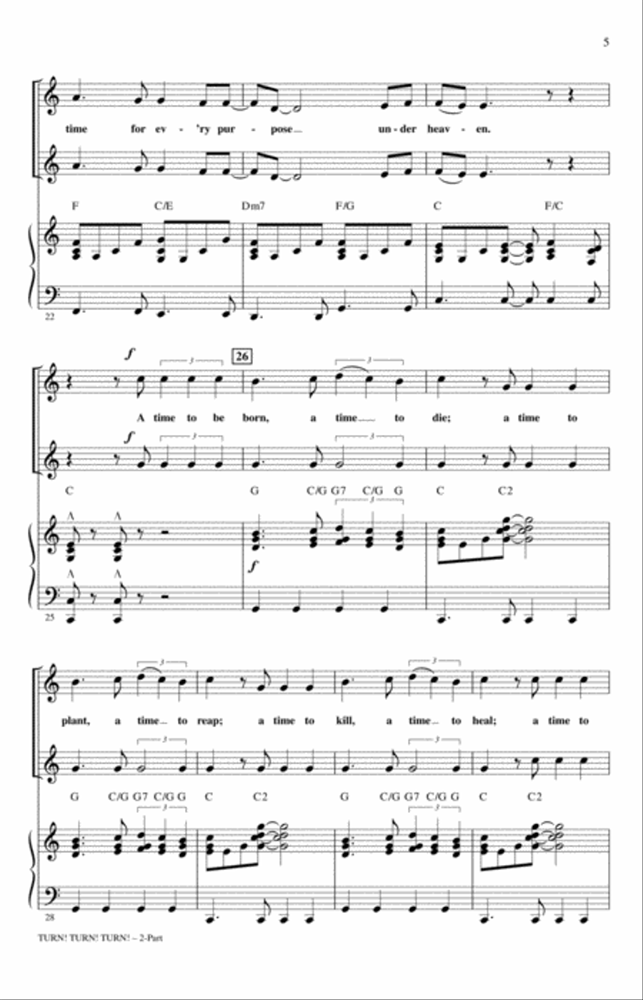 Turn! Turn! Turn! (To Everything There Is A Season) (arr. Roger Emerson) 2-Part scores gallery preview page 3
