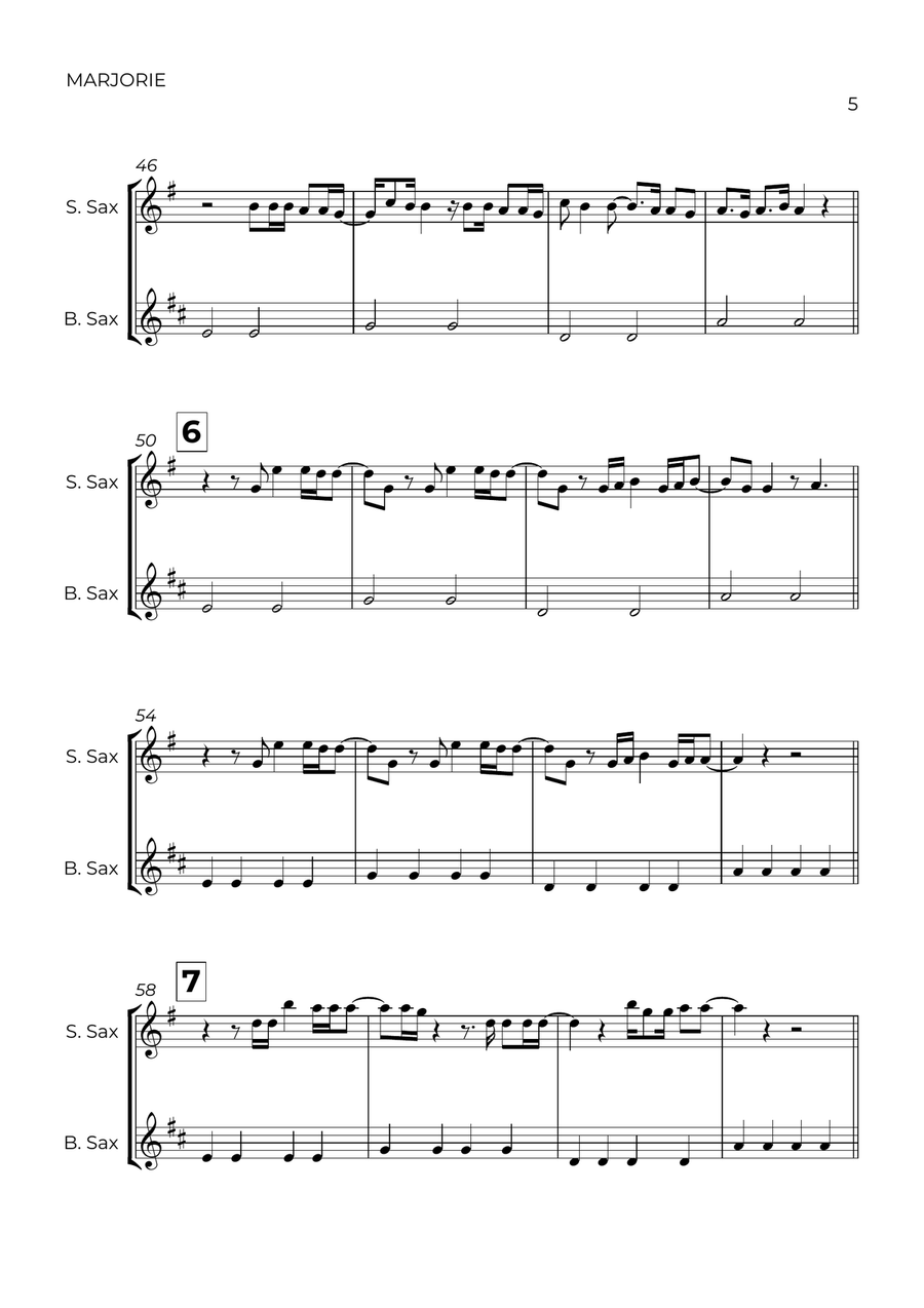 Marjorie Soprano Saxophone scores gallery preview page 5