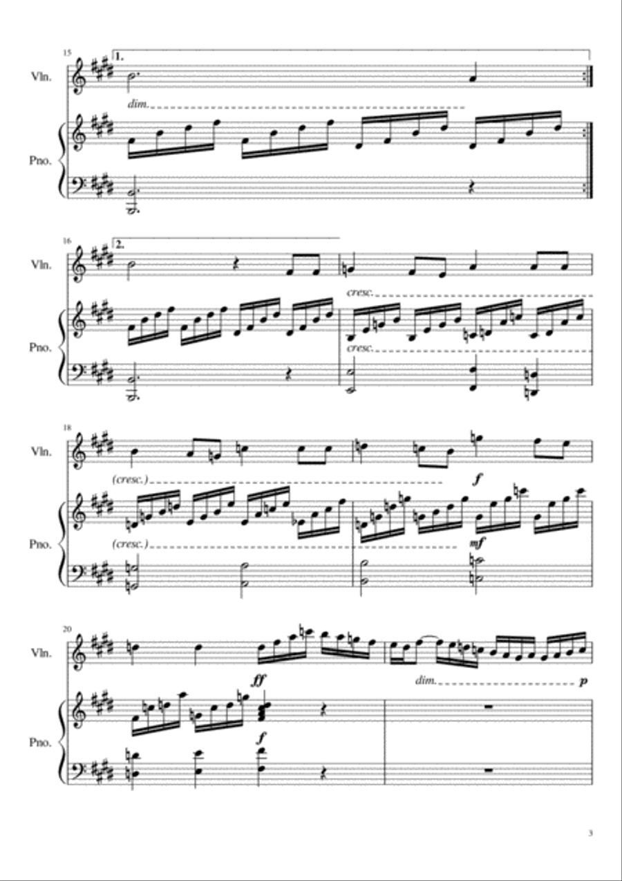 Mendelssohn Songs Without Words Op. 19 No. 1 for Violin and Piano Violin Solo scores gallery preview page 3