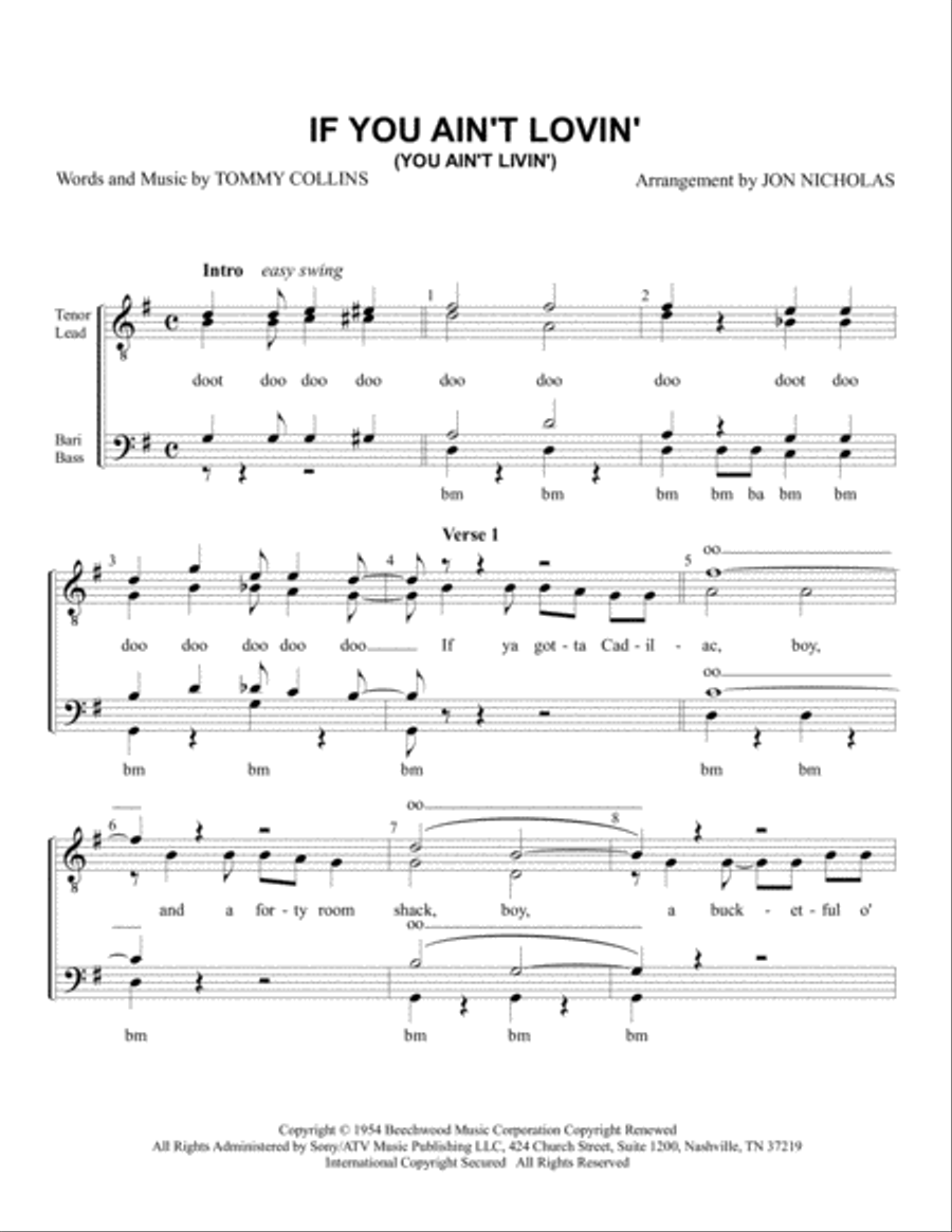 If You Ain't Lovin' (you Ain't Livin') TTBB scores gallery preview page 1
