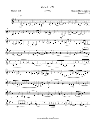 Etude #12 (Porro) for clarinet and piano