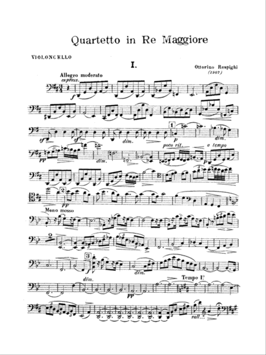 String Quartet in D Major (1907): Cello String Quartet scores gallery preview page 1